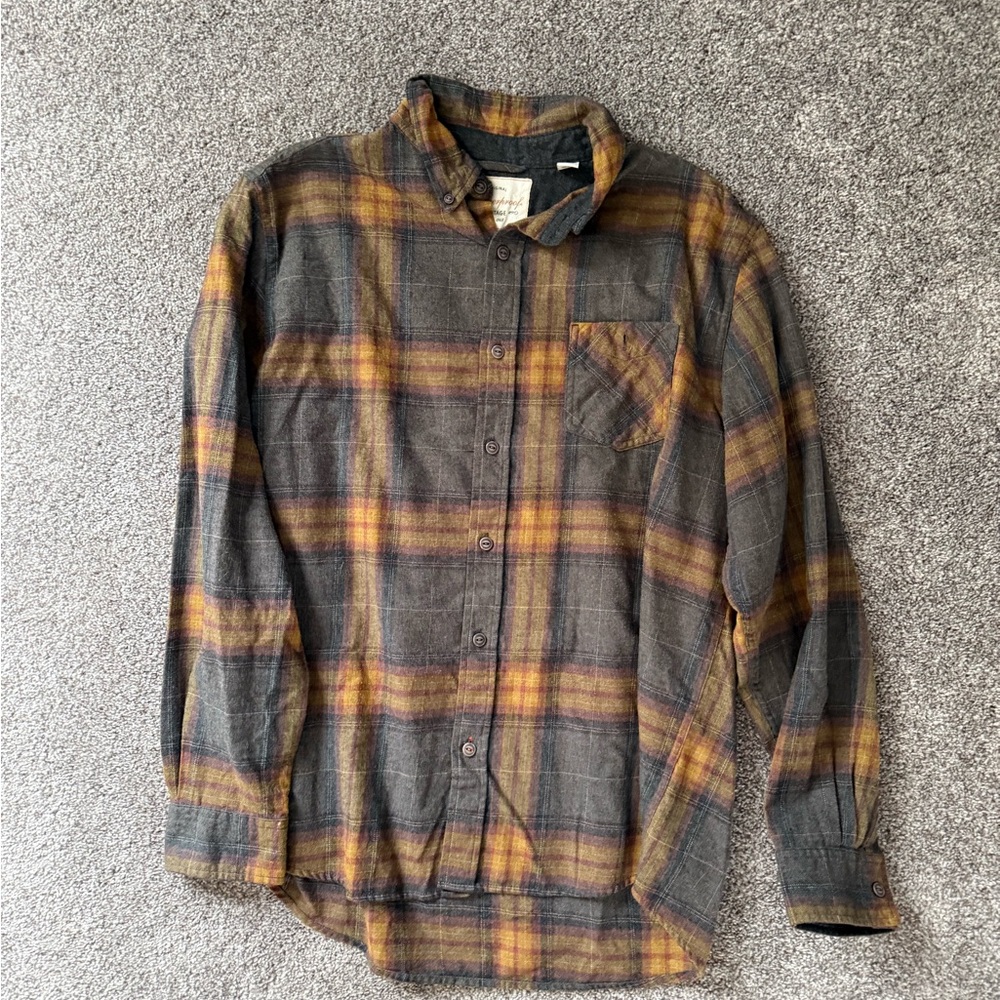 Weatherproof Men's Plaid Shirt Jacket in Gray & Mustard